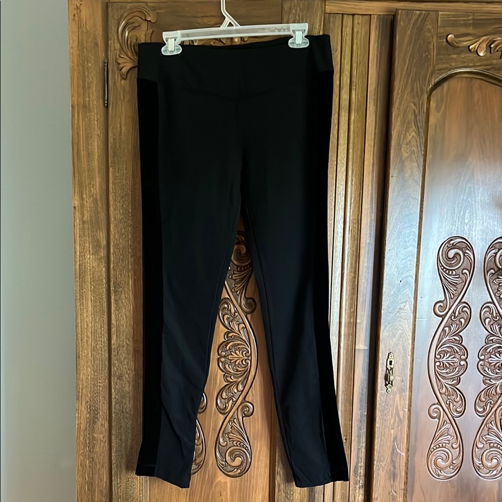 Anatomie Black -Riley- Leggings, Size Large with Velvet Stripe